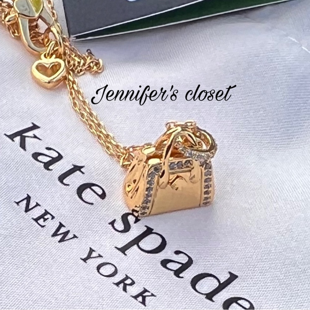 KATE SPADE Hit The Town Knott Crystal Purse Pendant Necklace. NWT - Picture 6 of 8